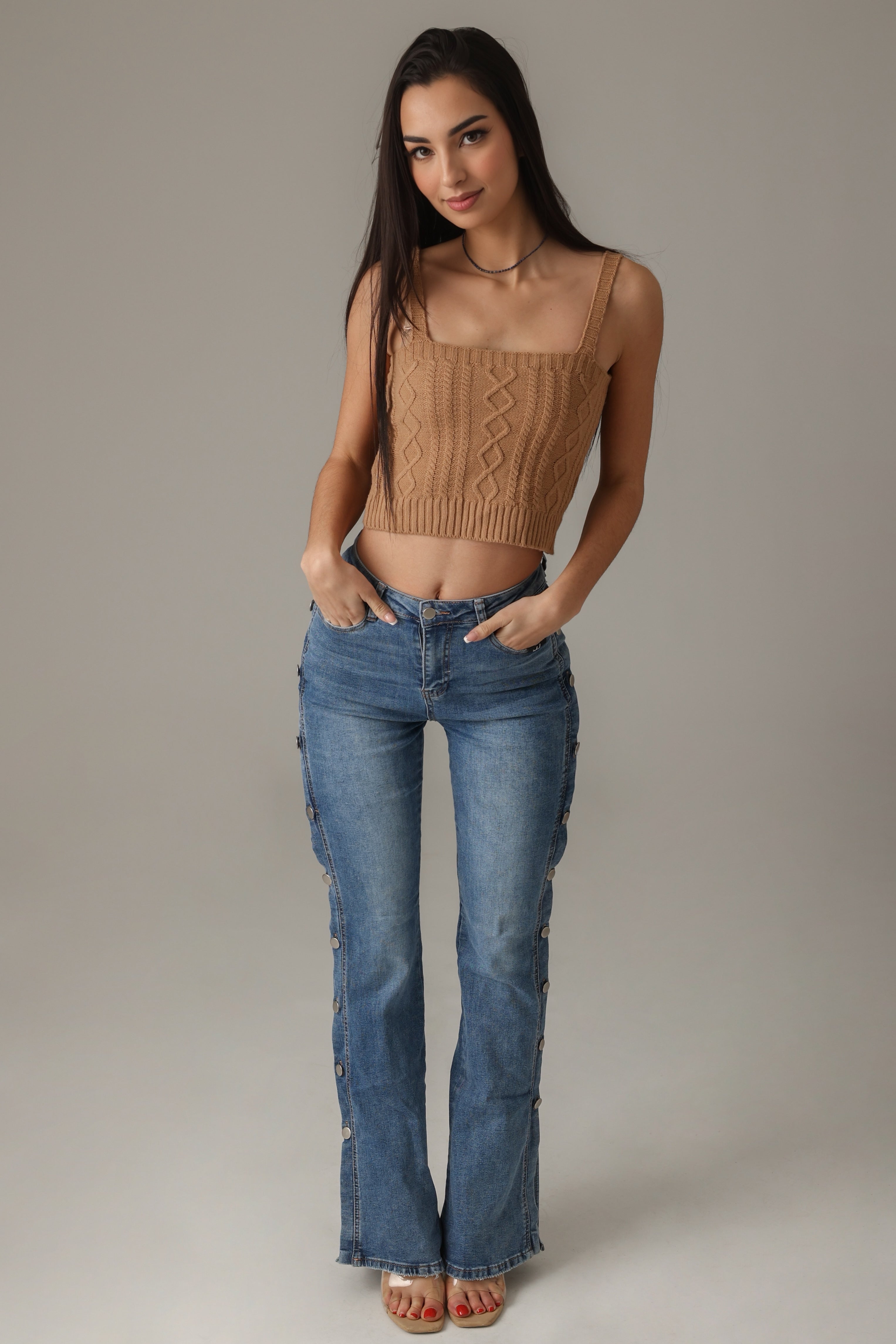 Jean Skinny Flare à Boutons